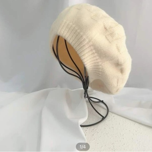 PARISIAN Solid Textured Beret Beige 100% Cotton O/S NWOT - Picture 3 of 7